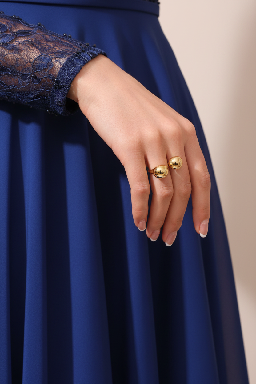 Statement Ring mit Kugel-Design · Edelstahl