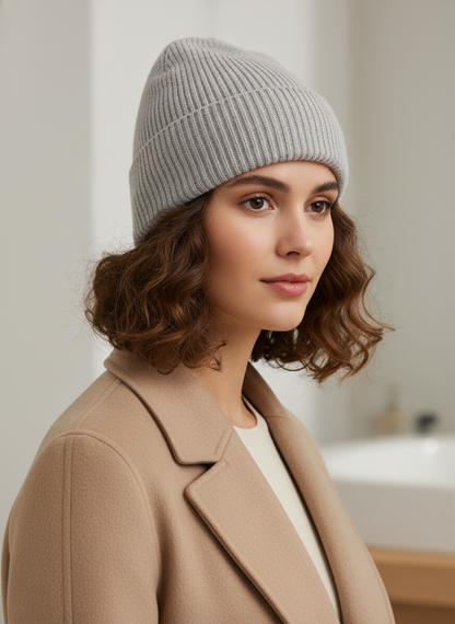 Zwillingsherz 100% Kaschmir Umschlagmütze