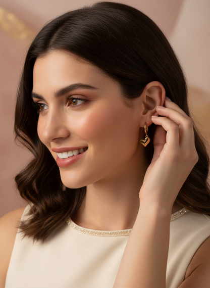 Herz Creolen · Edelstahl Gold