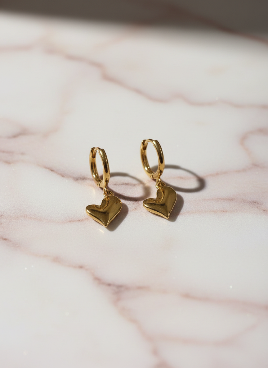 Herz Creolen · Edelstahl Gold