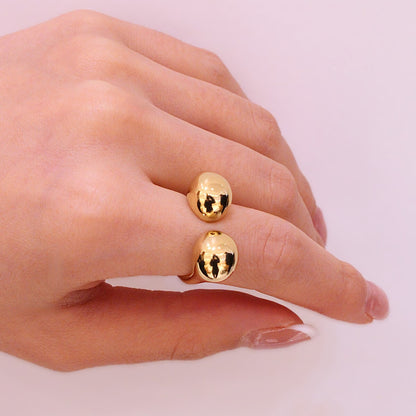 Statement Ring mit Kugel-Design · Edelstahl