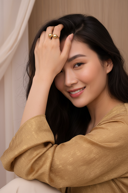 Statement Ring mit Kugel-Design · Edelstahl