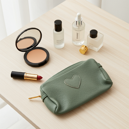 Ledermäppchen mit Herznaht -Made in Italy