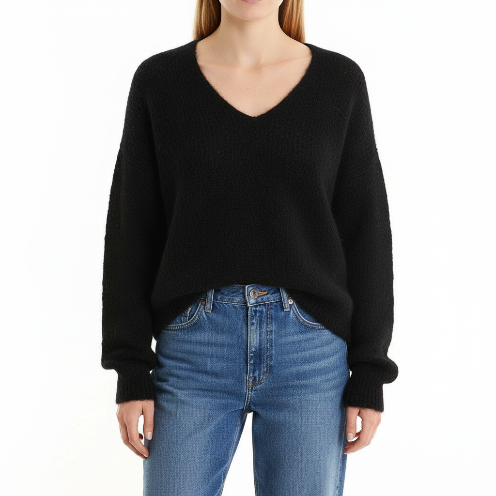 Strickpullover Mohair mit V-Ausschnitt