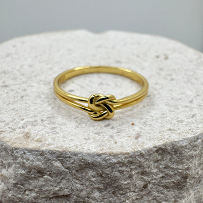 Minimalistischer Knoten-Ring | 925 Silber vergoldet für Damen