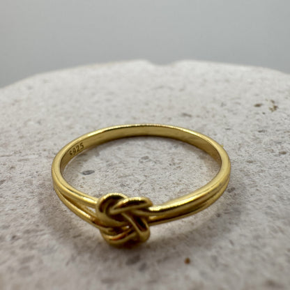 Minimalistischer Knoten-Ring | 925 Silber vergoldet für Damen