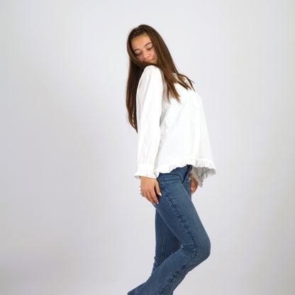 Baumwollbluse mit Wellenbündchen