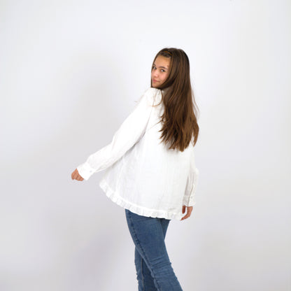 Baumwollbluse mit Wellenbündchen