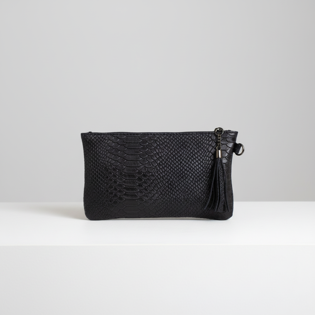 Lederclutch mit Strukturprägung