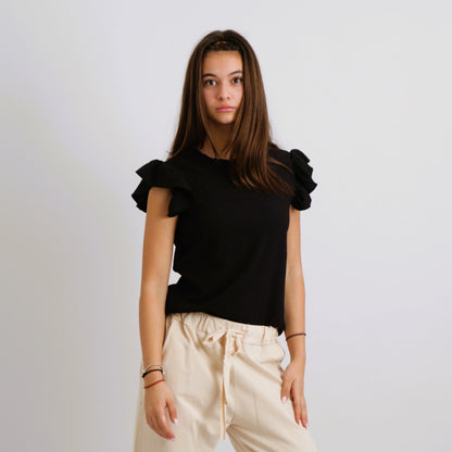 Zartes Top mit gewellten Ärmeln