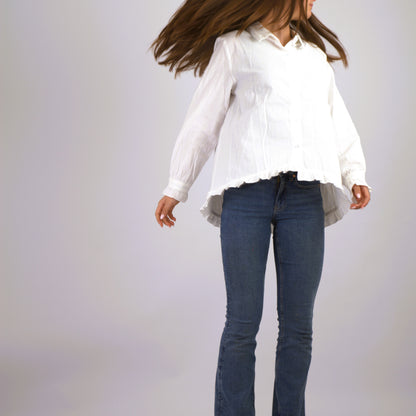 Baumwollbluse mit Wellenbündchen