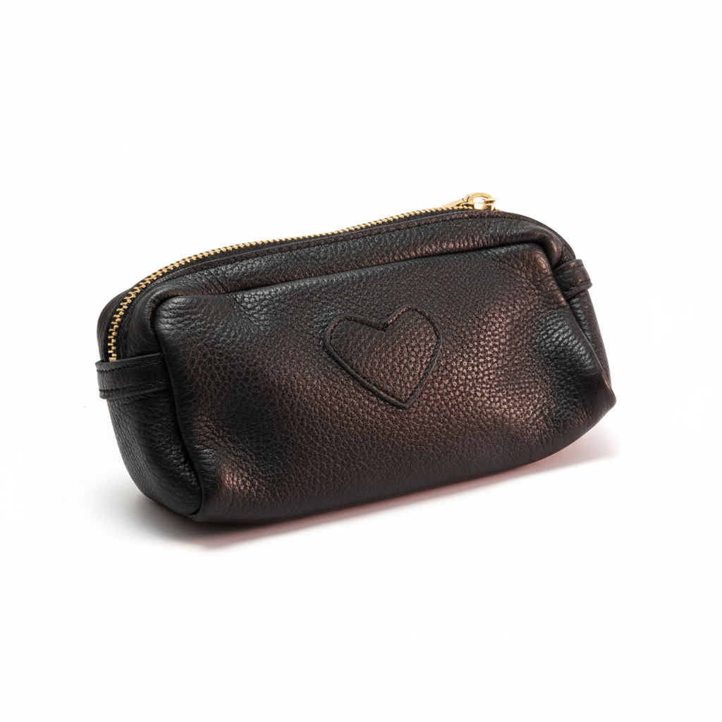 Ledermäppchen mit Herznaht -Made in Italy